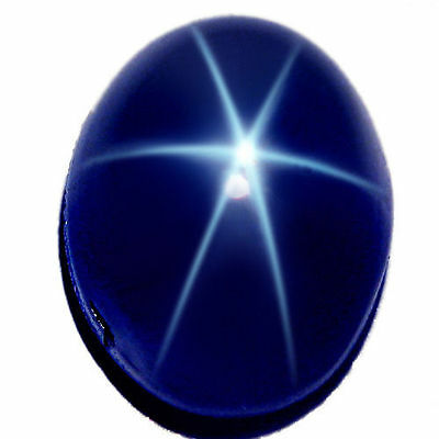 Natural Blue Star Sapphire Oval Cabochon 6 Rays Loose Stones (6x4mm - 13.7x11mm)