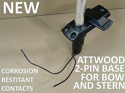 New Attwood 2-pin Swing Away Stern And Bow Light Plug-in Base Socket Boat Marine