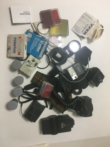 Camera Accessories Lot Flashes Filters Film Straps